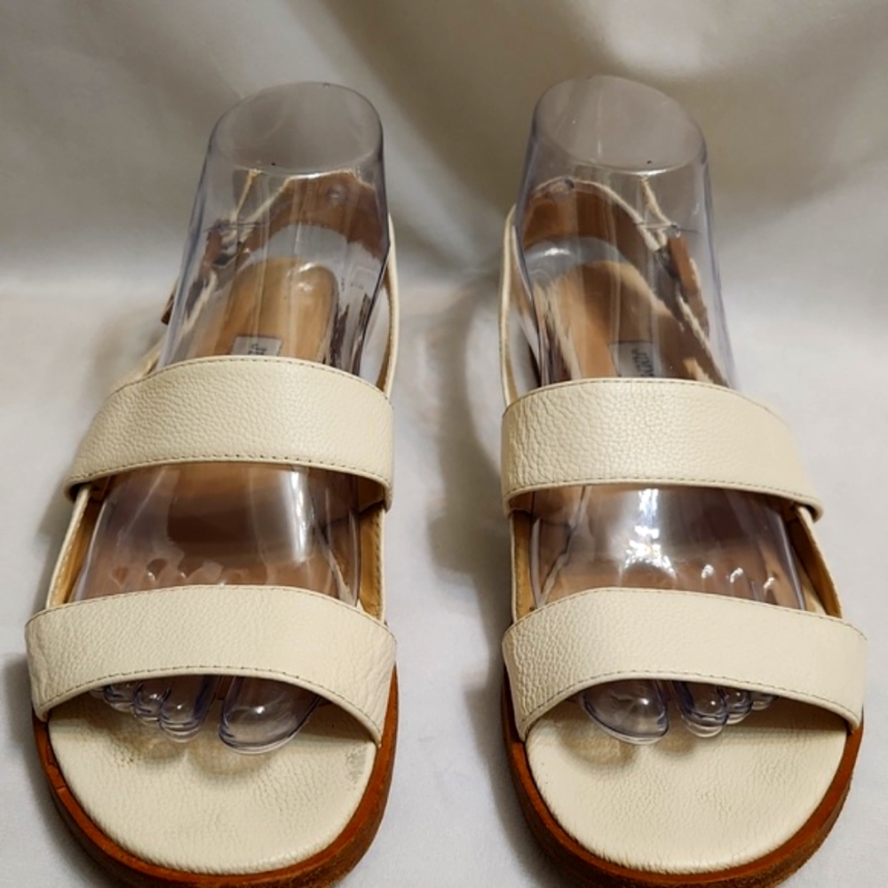 Jimmy Choo London Open Toe Leather Elegant Cream Sandals (w size 39.5) - Picture 5 of 14